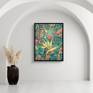 Hummingbird Golden Tropics โ hummingbird golden tropics sq white wall 1port framed black