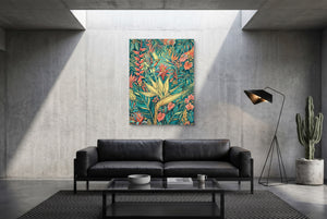 Hummingbird Golden Tropics โ hummingbird golden tropics modern minimalist living room 1port flush print