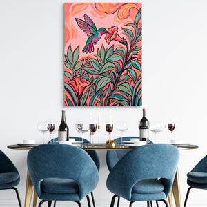 Hummingbird Nectar Sip โ hummingbird nectar sip sq dining room tables 1port flush print