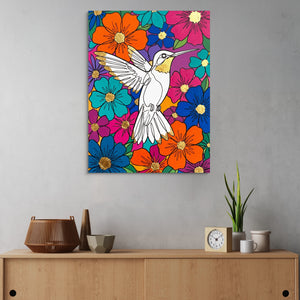 Hummingbird Vibrant Bloom โ hummingbird vibrant bloom sq land cactus wall 1port flush print