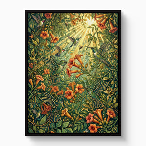 Hummingbirds Golden Nectar — hummingbirds golden nectar white studio framed black