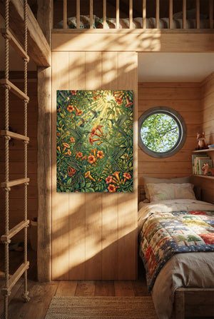Hummingbirds Golden Nectar — hummingbirds golden nectar p bedroom with loft area 1port flush print