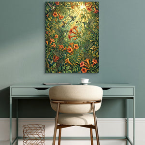 Hummingbirds Golden Nectar — hummingbirds golden nectar sq green desk 1port flush print
