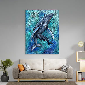 Humpback Ocean Swirl — humpback ocean swirl sq boring room 1port flush print