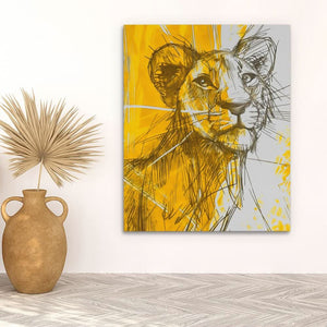 In Guardian of the Savannah - Baby Animal Wall Art in Black Frame
