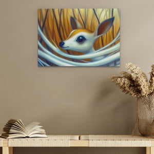 Innocent Doe Eyes - Baby Animal Wall Art in Black Frame