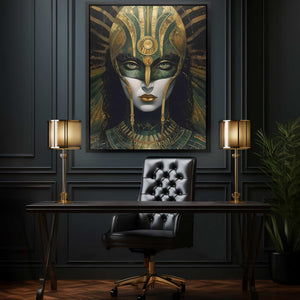 Jade Divinity - Queen Wall Art in Black Frame