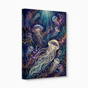 Jellyfish Glowing Dream โ jellyfish glowing dream angled flush print