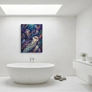 Jellyfish Glowing Dream โ jellyfish glowing dream sq minimalist bathroom 1port flush print