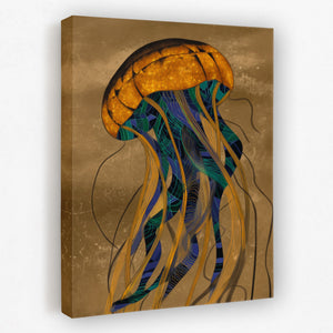 Jellyfish Golden Descent — Jellyfish Golden Descent Portrait Side View Mirror 197