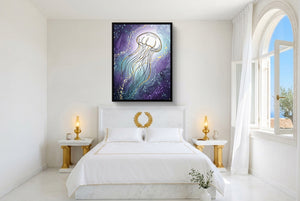 Jellyfish Golden Shimmer โ jellyfish golden shimmer bedroom with window 1port framed black