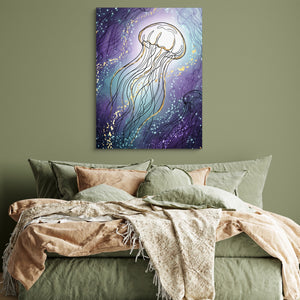 Jellyfish Golden Shimmer โ jellyfish golden shimmer sq green bedroom 1port flush print