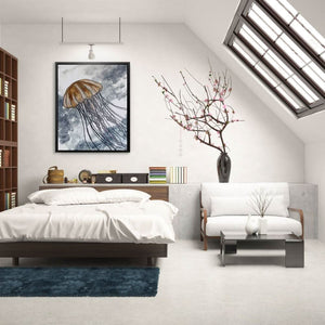 Jellyfish in Ocean Waves - Minimalist Wall Art Print