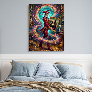 Jester's Mona Lisa — jester's mona lisa sq blue bedroom 1port flush print