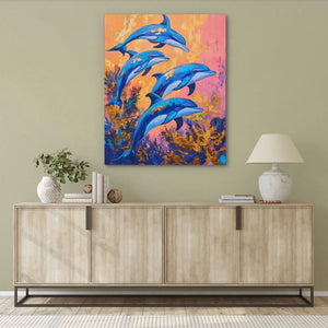 Joyful Blue Dive - Blue Canvas Wall Art