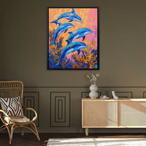 Joyful Blue Dive - Large Canvas Print