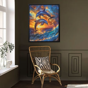 Jumping Dolphin Sunset - Luxury Wall Art