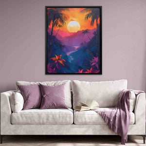Jungle Sunset - Surrealism Colorful Canvas Wall Art
