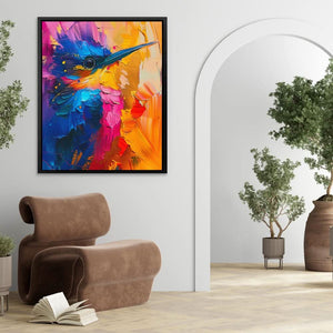 Kaleidoscope of Colors - Bird Wall Art in Black Frame