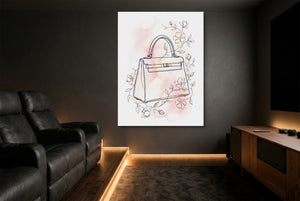 Kelly Bag Blush Floral โ kelly bag blush floral home theater room interior 1port flush print