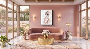 Kimono Bloom โ kimono bloom pink living room 1port framed black