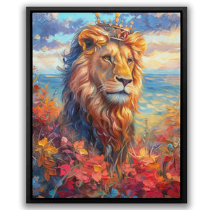 King of the Lions - Wall Art in Black Frame