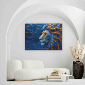 King of the Savannah - Blue Big Cat Canvas Print