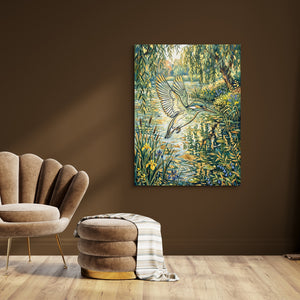 Kingfisher Golden Flight โ kingfisher golden flight sq brown room 1port flush print