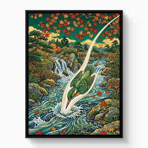 Kingfisher River Dive โ kingfisher river dive white studio framed black