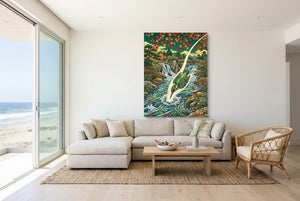 Kingfisher River Dive โ kingfisher river dive living room with couch 1port flush print