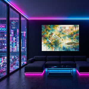 Kneeling By Nile โ Kneeling By Nile Blue Pink Neon Room Land 68