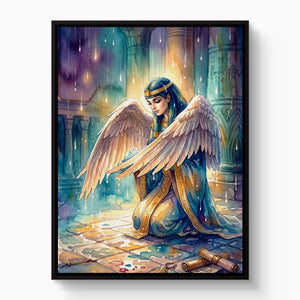 Kneeling Temple Oracle โ kneeling temple oracle white studio framed black