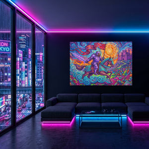 Knight Psychedelic Victory — Knight Psychedelic Victory Blue Pink Neon Room Land 69