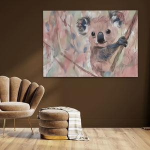 Koala Climbing - Koala Wall Art in Black Frame