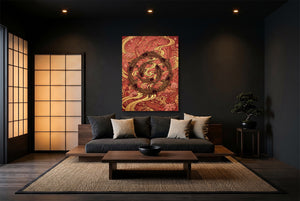 Koi Golden Flow โ koi golden flow modern minimalist living room 2 1port flush print