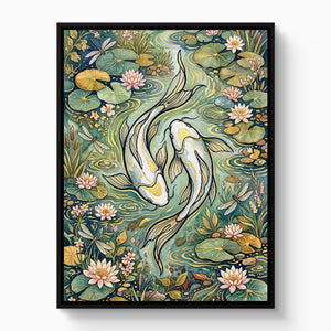 Koi Golden Harmony — koi golden harmony white studio framed black