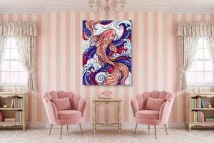 Koi Swirl — koi swirl pink living room interior 1port flush print