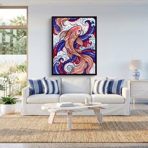 Koi Swirl — koi swirl sq beach house 1port framed black