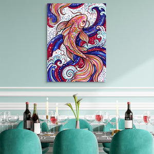 Koi Swirl — koi swirl sq teal dining room 1port flush print