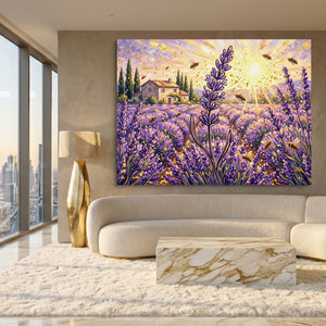 Lavender Golden Sunrise โ lavender golden sunrise sq white gold lux 1land flush print