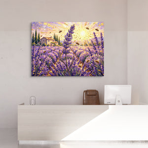 Lavender Golden Sunrise โ lavender golden sunrise sq reception desk 1land flush print