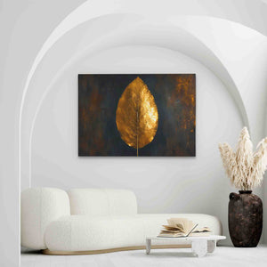 Leaf of Gold - Minimalist Wall Art in Black Frame