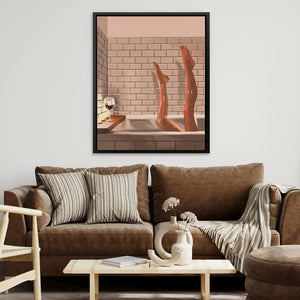 Legs in a Bath - Female Wall Art in Black Frame