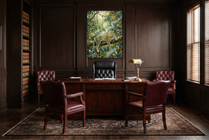 Leopard Golden Jungle โ leopard golden jungle wooden office with desk 1port flush print