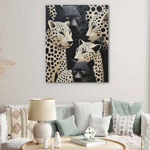 Leopard Party - Big Cat Wall Art in Black Frame