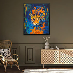 Leopard Stalking the Waters - Luxury Wall Art