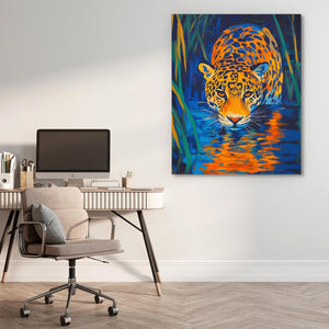 Leopard Stalking the Waters - Luxury Wall Art