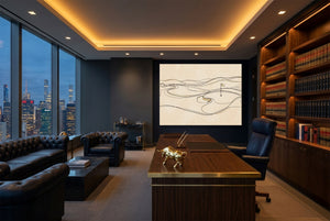 Line Golf Hole Landscape โ line golf hole landscape office with city view 4 1land flush print