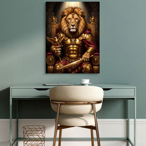 Lion Enthroned โ lion enthroned sq green desk 1port flush print