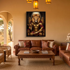Lion Enthroned โ lion enthroned sq safari house 1port framed black